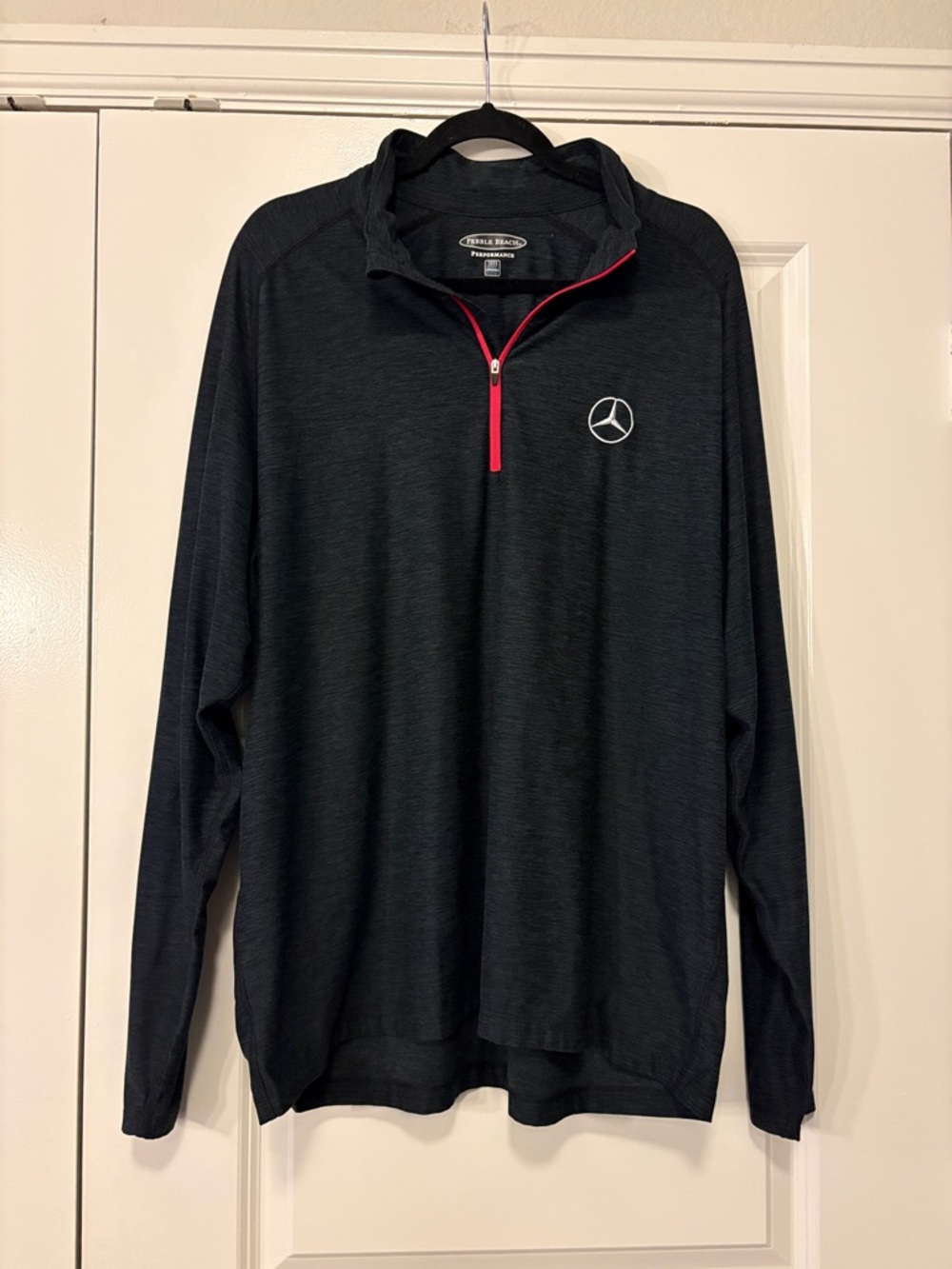 Pebble Beach Black Performance Logo Pullover with White Print